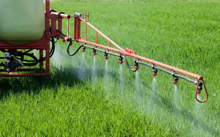 water being sprayed on grass.